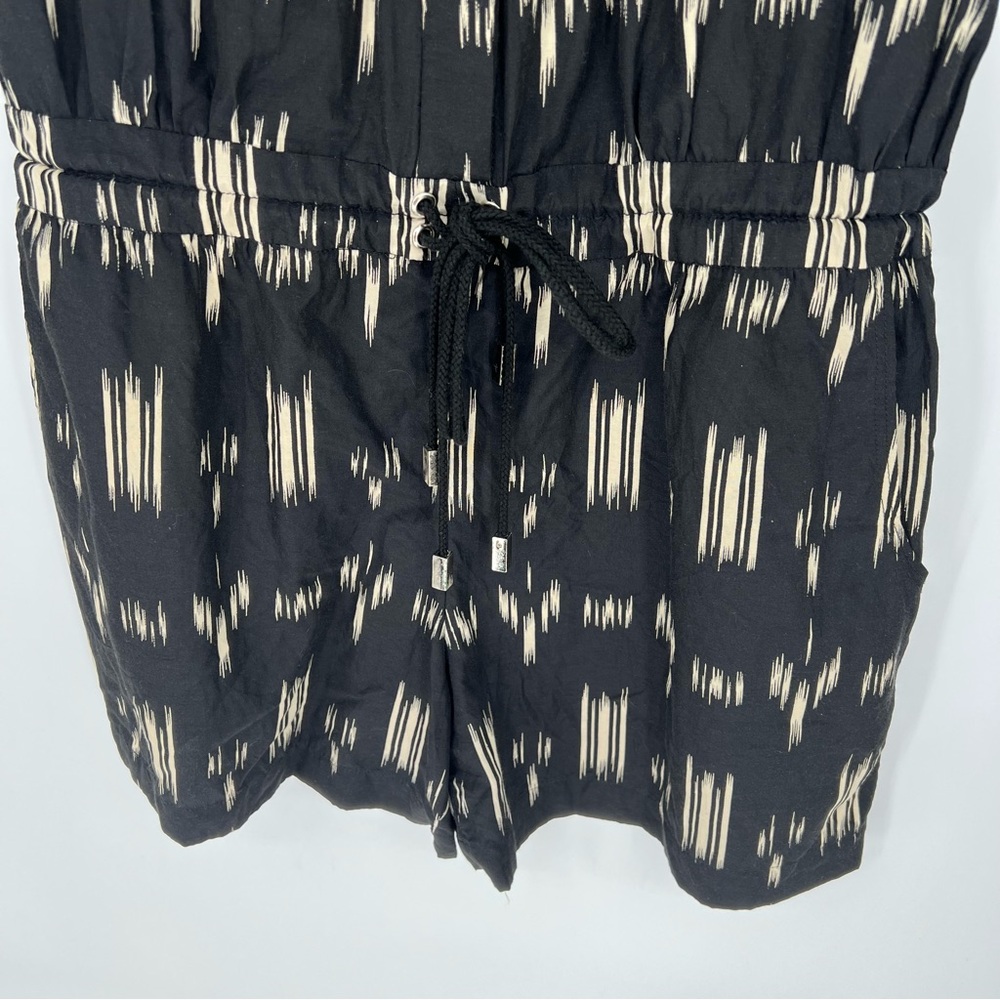 Derek Lam 10 Crosby Silk Cotton‎ Tie Waist Black V Neck Romper - Picture 3 of 15